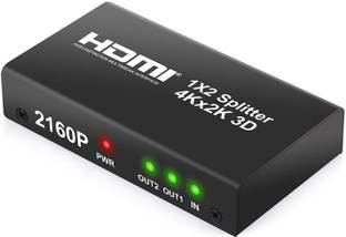 microware 2160P 4Kx2K 2 Way HDMI Splitter HD Hub Smart Splitter Box HDMI Splitters 1 in 2 out 3D Active Amplifier Switcher for HDTV PC SKY Box Projector PS2 PS3 PS4 XBox360 Blu-ray DVD Media Streaming Device