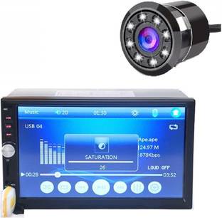 AUTOGARH 7Inch Double Din Touch Screen with BLUETOOTH/SD/USB/AUX/SCREEN MIRROR/ LED REAR VIEW CAMERA/REMOTE CONTROL Multicolor LED