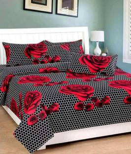 VARDHMAN EMPORIUM 104 TC Cotton Double Floral Flat Bedsheet