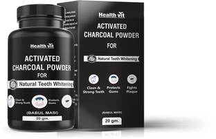 HealthVit Coconut Shell Activated Charcoal Instant Teeth Whitening Powder