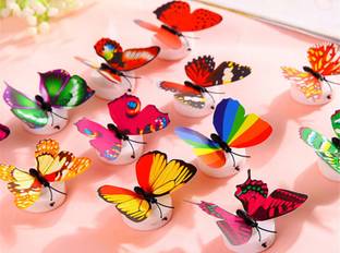 Rangoli ?? 25.4 cm Wall Sticker 3D Butterfly Led Light Butterfly Self Adhesive Sticker