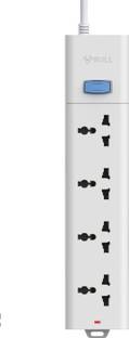 BULL 4 Socket, 1 Switch, 3 Meter Wire Extension Board with Circuit Breaker 4  Socket Extension Boards