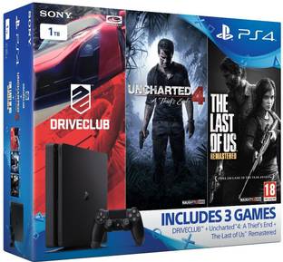 SONY Ps4 Slim Console 1TB with Drive Club, Uncharted 4, The Last Of Us Remastered