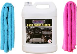 INDOPOWER DASHBOARD SHINER 5ltr. + 2PC CAR MICROFIBER CLOTH ( PINK + SKY BLUE ). DO40 Vehicle Interior Cleaner