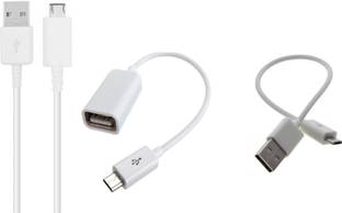 CASVO Reversible Micro USB 1.2 m Combo Pack of 3 of 2.1A Fast Charging Micro USB Data Cable & Data Transfer OTG Cable & Data Sync & Charging Power Bank Cable Compatible With All Android, Celkon Evoke A43, Samsung , Lenovo, XIOMI, REDMI Oppo, VIVO, Motorola, Windows all 3G , 4G Phone's & Tablet's