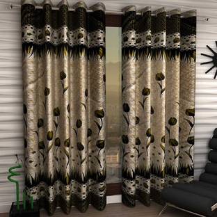 Home Garage 274 cm (9 ft) Polyester Semi Transparent Long Door Curtain (Pack Of 2)