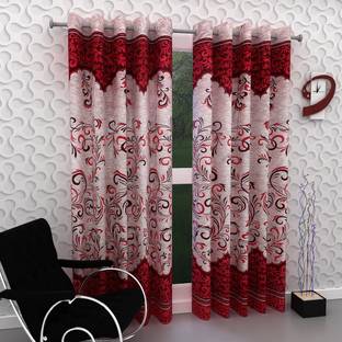 Home Garage 153 cm (5 ft) Window Polyester Semi Transparent Curtain (Pack Of 2)