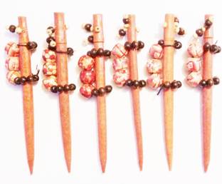 sj collection Hair Wooden Juda Bun Sticks Pack of 6 Bun Stick