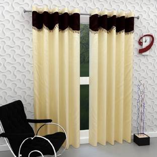 Panipat Textile Hub 274 cm (9 ft) Polyester Semi Transparent Long Door Curtain (Pack Of 2)