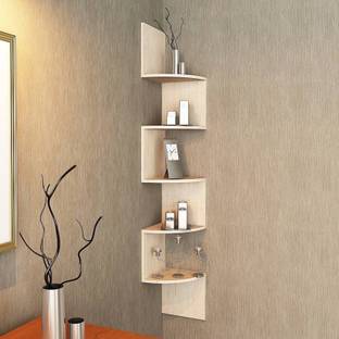 Martemporim Beauty Corner Rack Wooden Wall Shelf