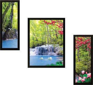 saf Waterfall set of 3 Digital Reprint 13.5 inch x 22 inch Painting