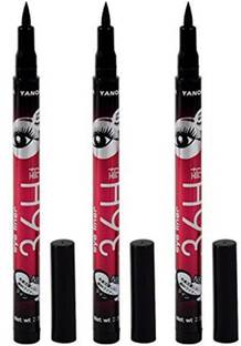 YANQINA Yanqina-liquid waterproof lash eye liner pencil [colour deep black] [pack of 3] 36 hours stay 9 g