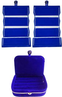 ultimatefashionista Set of 3 velvet Vanity case Ring and Earring storage travelling Folder Box Vanity Box