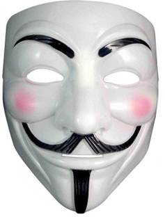 Party Propz V for Vendetta Comic Face Mask Anonymous Guy Fawkes, White (Set of 1) Party Mask