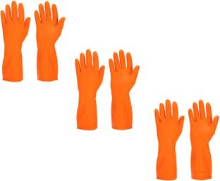ISC Multi Purpose Reusable Household Safe Hand Rubber Gloves Pack of 3 Rubber, Latex  Safety Gloves