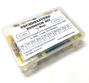 TECHDELIVERS Resistor Box - 41 values 205 pieces 5% 0.25W High Quality Resistors Fixed Resistor