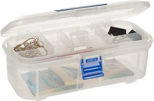 howards Storage Box 7 Compartments Plastic Stationery Organiser