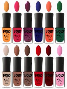 Volo No Chipping-No Fading Longest Lasting Ever Nail Polish Set at Big Promotional Price Combo-No-265 Baby Pink, Neon Orange, Blood Red, Yellow Mango, English Nude, Green, Great Maroon, Nude, Brown, Passion Red, Wine, Navy Blue