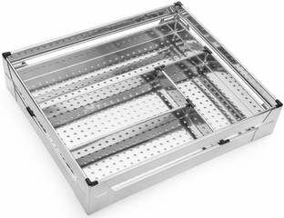 KEEPWELL Stainless Steel Stainless Steel Kitchen Rack | Cutlery Kitchen basket | Modular Kitchen basket | Kitchen trolley | Storage Basket For Kitchen (Size: 19x20x4 Inch) Storage Basket