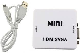 microware Mini HDMI to VGA With Audio Converter Adapter For PC Laptop Media Streaming Device
