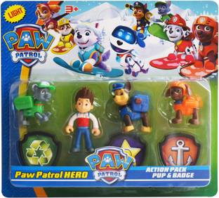 Kiditos Paw Patrol Action Pup & Badge (Ryder, Chase, Rocky, Zuma)
