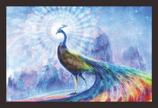 Mad Masters The-peacock spectrum 1 Piece wooden framed painting |Wall Art | Home Décor | Painting Art | Unique Design | Attractive Frames Digital Reprint 12 inch x 18 inch Painting