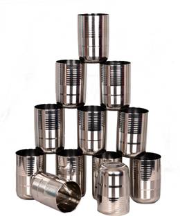 LIMETRO STEEL (Pack of 12) Stainless Steel G5-12 Glass Set Water/Juice Glass