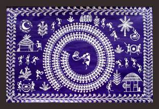 Mad Masters WARLI PAINTING 1 Piece wooden framed painting |Wall Art | Home Décor | Painting Art | Unique Design | Attractive Frames Digital Reprint 12 inch x 18 inch Painting
