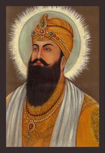 Mad Masters Sixth-Guru-Hargobind-Sahib-ji 1 Piece wooden framed painting |Wall Art | Home Décor | Painting Art | Unique Design | Attractive Frames Digital Reprint 18 inch x 12 inch Painting