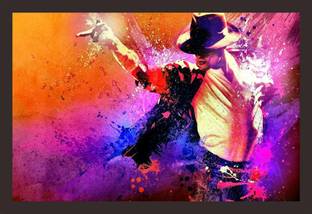 Mad Masters Michael Jackson 1 Piece wooden framed painting |Wall Art | Home Décor | Painting Art | Unique Design | Attractive Frames Digital Reprint 12 inch x 18 inch Painting
