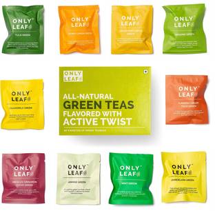 Onlyleaf Flavored Sampler Box - 10 Varieties Assorted Green Tea Bags Box