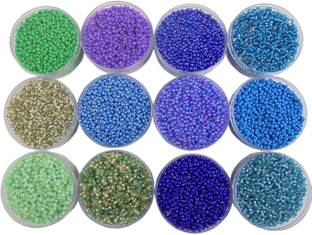 estore 11/0 Imported Glass Seed Beads 12 Colors x 20 gm, 240 gm Beads for Jewellery Making and Home Decoration