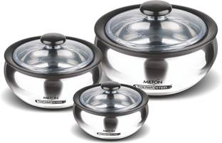 MILTON Clearsteel Jr Gift Set Pack of 3 Serve Casserole Set