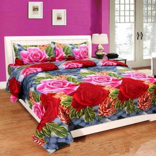 Triveni Udyog 140 TC Cotton Double 3D Printed Flat Bedsheet