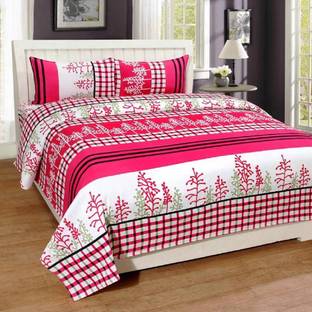 Triveni Udyog Cotton Double Flat 140 TC 3D Printed Bedsheet