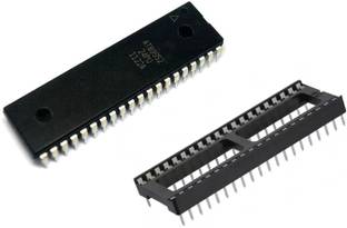 e4u AT89S52 8051 8 Bit 33Mhz Microcontroller IC DIP 40 + IC Base Electronic Components Electronic Hobby Kit