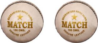 DIABLO Sports Leather Match Cricket Ball White Pack of 2 (4Part) Cricket Leather Ball