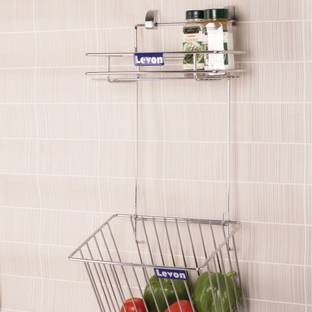 Levon Containers Kitchen Rack Steel Wall Mount Basket Shelf For Kitchen Storage | Fruit and Vegetable Organizer - Size (10")