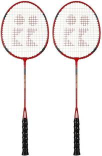 ME Full Size Light Weight Wide Body Strung Badminton Racquet Set With Cover . Red Strung Badminton Racquet