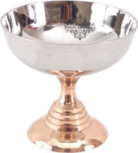IndianArtVilla Stainless Steel Mixing Bowl Steel Copper Ice Cream Dessert Bowl