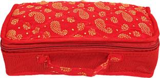 KUBER INDUSTRIES Silk Jewellery Kit (Red) Set of 1 Pc Jewellery Kit Vanity Box