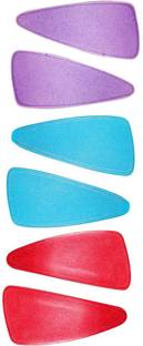 Abhi Dark Big Size Solid Glossy Smooth Triangular Shape 6Pcs - (3 Pair) Tic Tac Clip