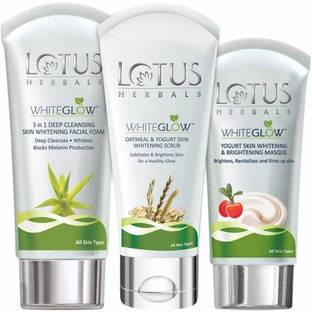 LOTUS HERBALS Whitening Glow Kit ( Facial Foam 100gm+ Masque 80gm + Oatmeal Scrub 100gm)