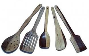 Trustshoppee Wooden Wooden Spoon Set (Pack of 5) Wood Cooking Spoon Set