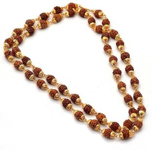 Eshopee 5 Mukhi Rudraksha Mala Brass Plated Wood Necklace