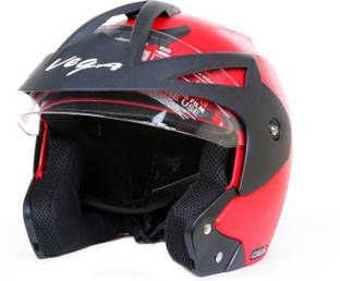 VEGA Crux OF (Open Face) Motorbike Helmet (Red) Motorbike Helmet