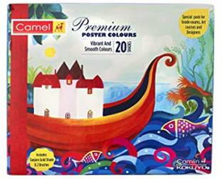 Camel Kokuyo Poster Colour with Brush - 20 Shades (Multicolour)