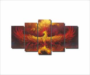 Mad Masters Phoenix Bird ORIGINAL CANVAS WITH FRAME KRISHNA Canvas Painting Canvas 22 inch x 48 inch Painting