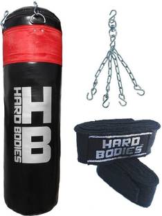 Hard Bodies Synthetic Leather Punching Bag - 3 Feet - Black - Unfilled Hanging Bag