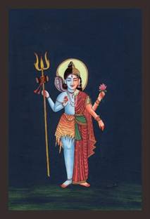 Mad Masters Ardhanarishvara Hindu Artwork Indian Shiva Parvati Religious Painting 1 Piece wooden framed painting |Wall Art | Home Décor | Painting Art | Unique Design | Attractive Frames Digital Reprint 12 inch x 12 inch Painting